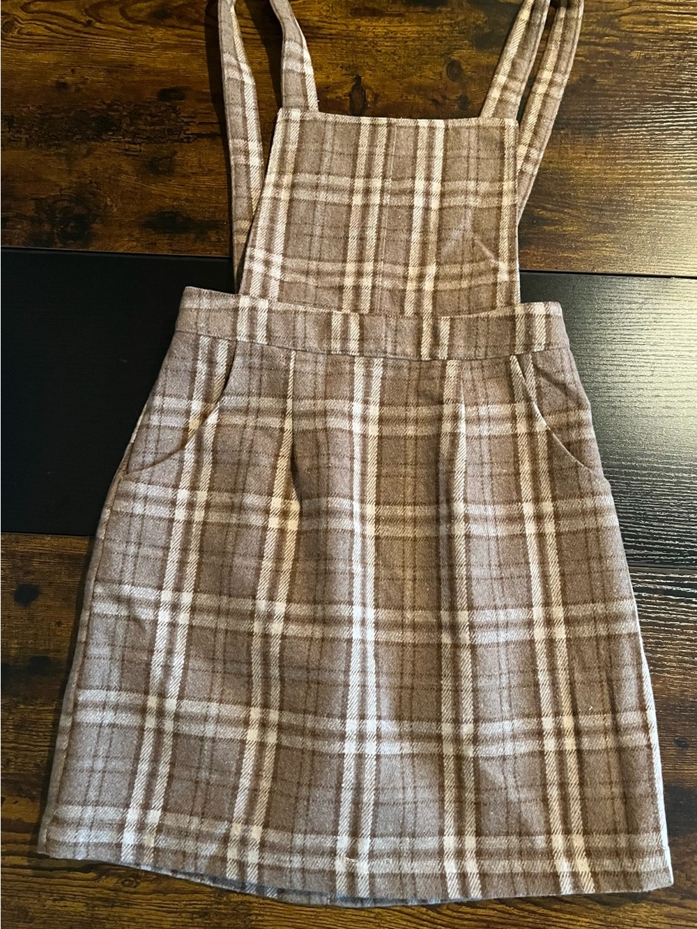 NWT Lulus Plaid Pinafore Mini Dress in Brown - Picture 4 of 10